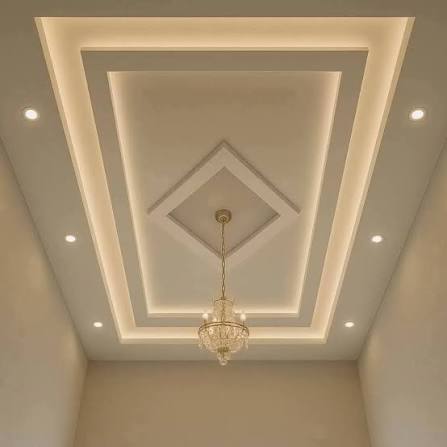 Siling plaster diamond dengan chandelier